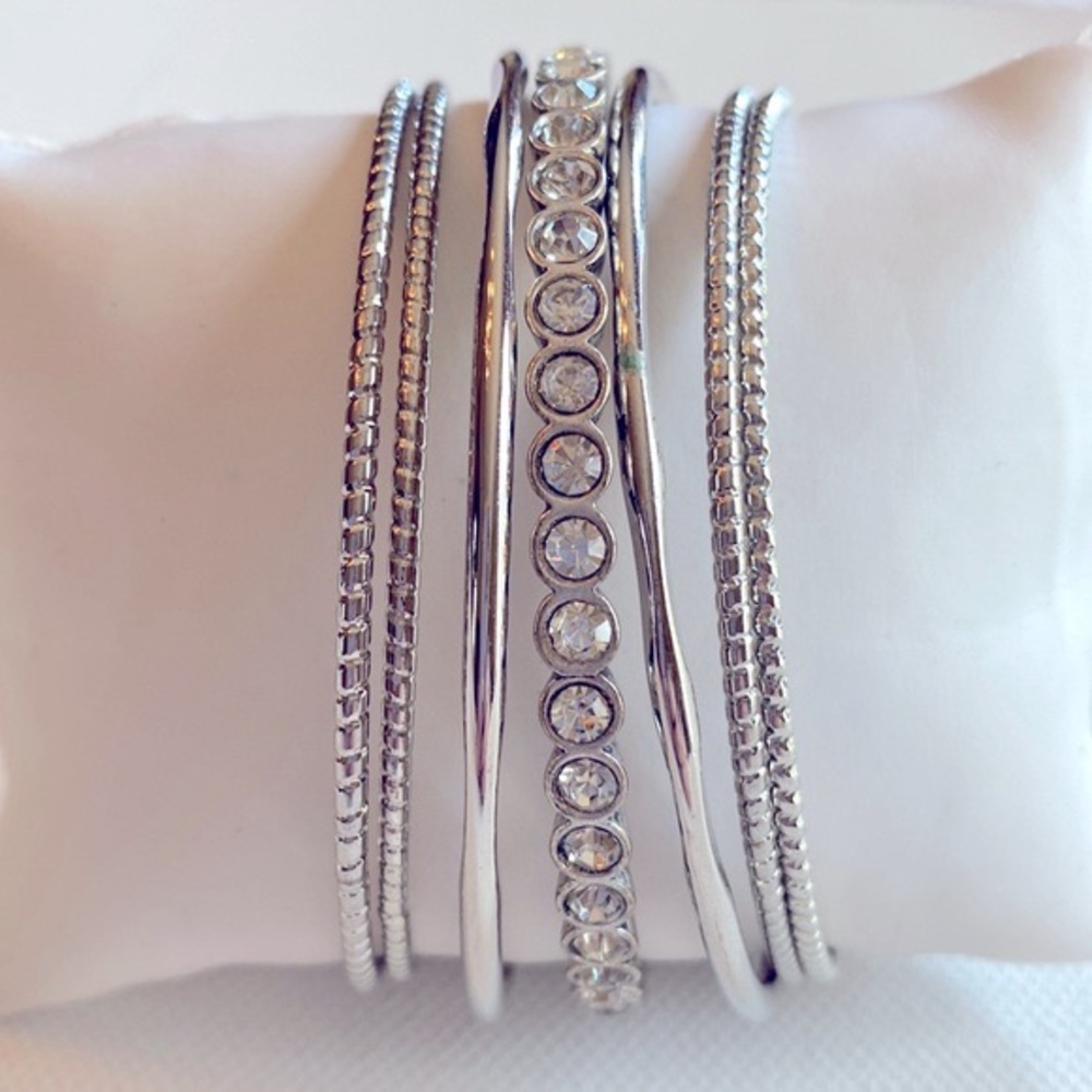 RJ Graziano CN Bangle Bracelets, Set of 7,  8” inside measurement